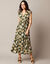 Robe longue sans manches, crépon imprimé (kaki)