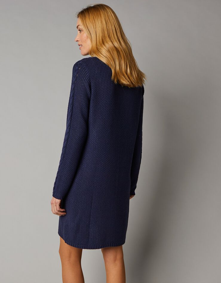 Robe pull maille torsadée, toucher cachemire (marine) Robe pull maille torsadée, toucher cachemire (marine)