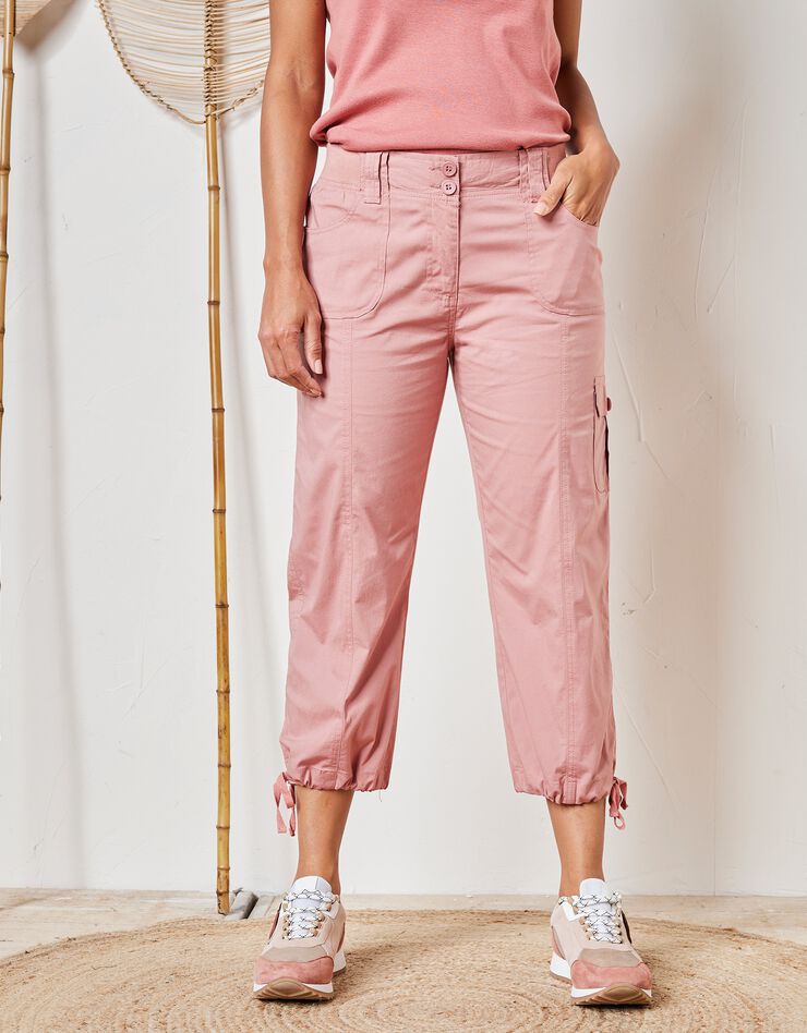 Pantacourt ceinture maille (bois de rose)