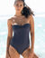 Maillot de bain 1 pièce bustier Solaro uni , bretelles amovibles (marine)