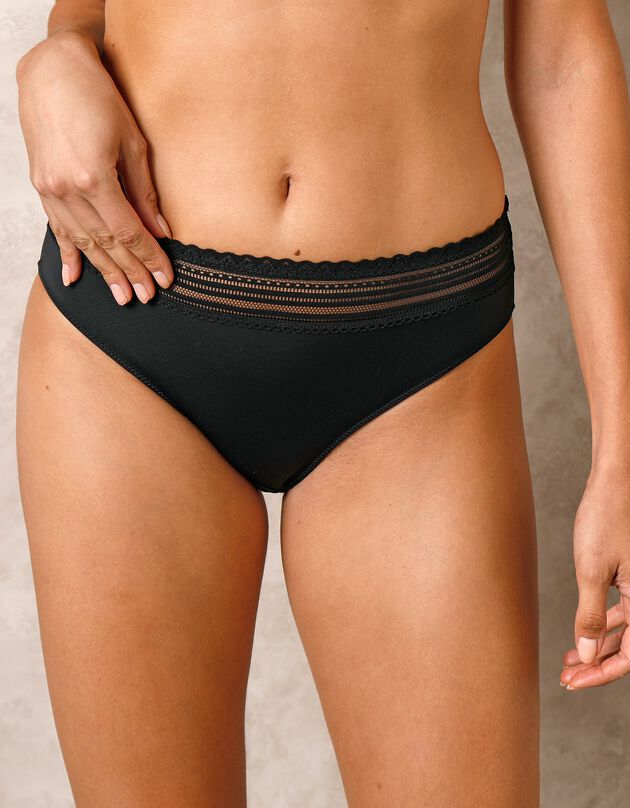Culotte invisible microfibre et dentelle forme midi Albury - lot de 2  (noir)