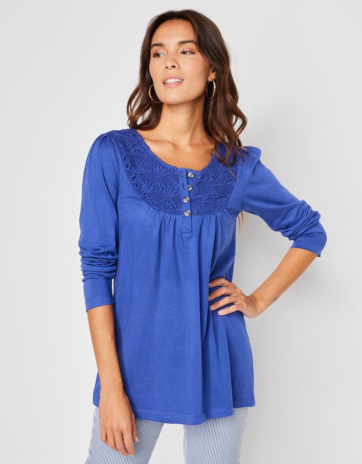 Tee-shirt macramé manches longues (iris) Tee-shirt macramé manches longues (iris)
