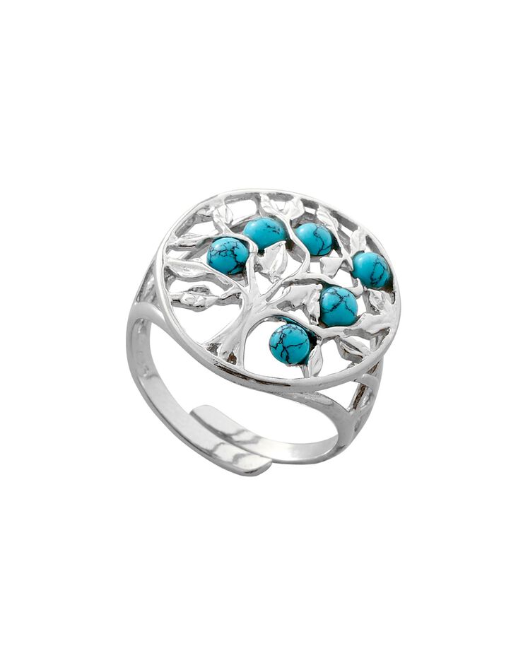 Bague ajustable pierre turquoise et argent (turquoise)