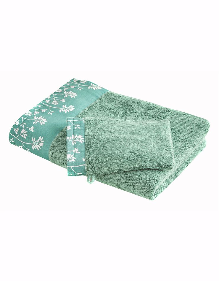 Éponge coton bouclette 420 g/m2 liteau motif floral (eucalyptus) Éponge coton bouclette 420 g/m2 liteau motif floral (eucalyptus)