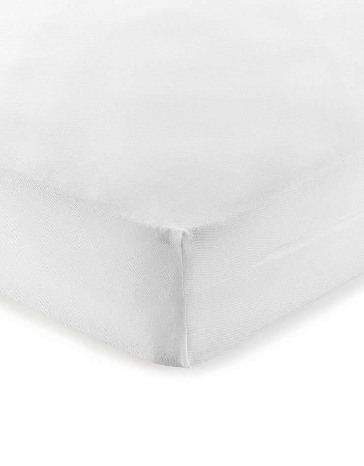 Housse de matelas molleton coton bio bonnets 20 cm (blanc)