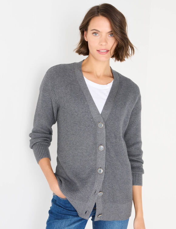 Long gilet boutonné  (gris chiné)