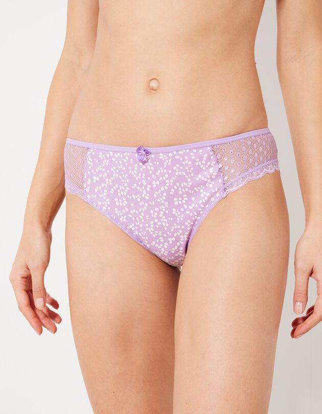 Culotte midi dentelle coton imprimé Tropea - lot de 4 (corail + mauve)