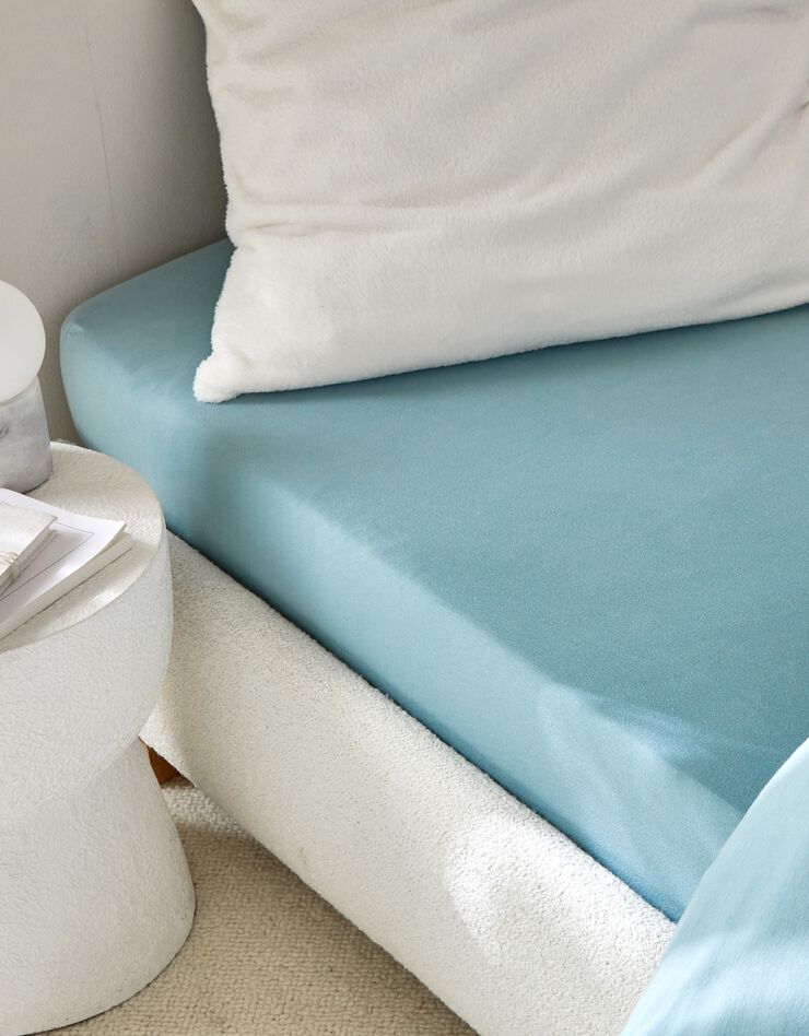 Linge de lit réversible jersey polaire toucher peluche (sable)