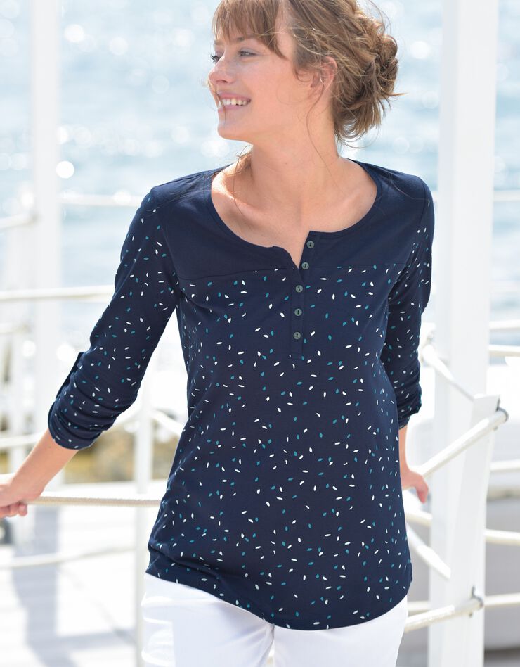 Tee-shirt tunisien imprimé manches longues (marine) Tee-shirt tunisien imprimé manches longues (marine)