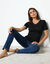 Tee-shirt manches courtes chaleur seconde peau et détails dentelle (noir)