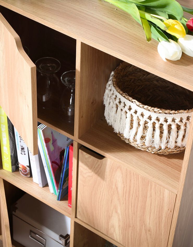 Meuble de rangement STAVRA - 6 cases, 3 portes (naturel)