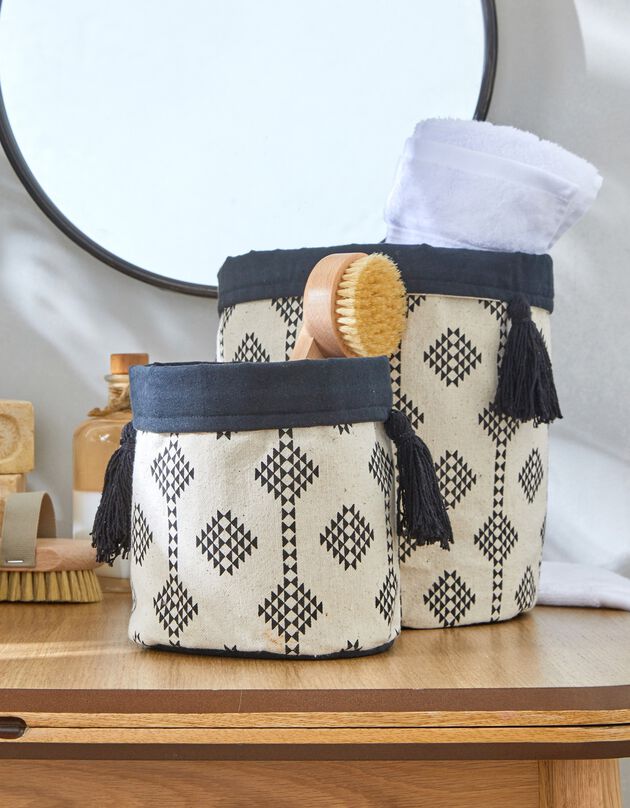 Cache-pot panier de rangement - lot de 2 (blanc / noir)