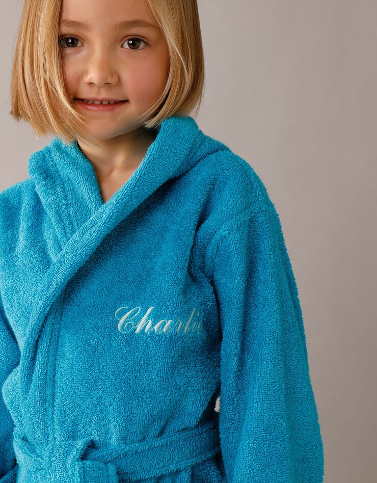 Peignoir enfant éponge à capuche personnalisable  (turquoise)