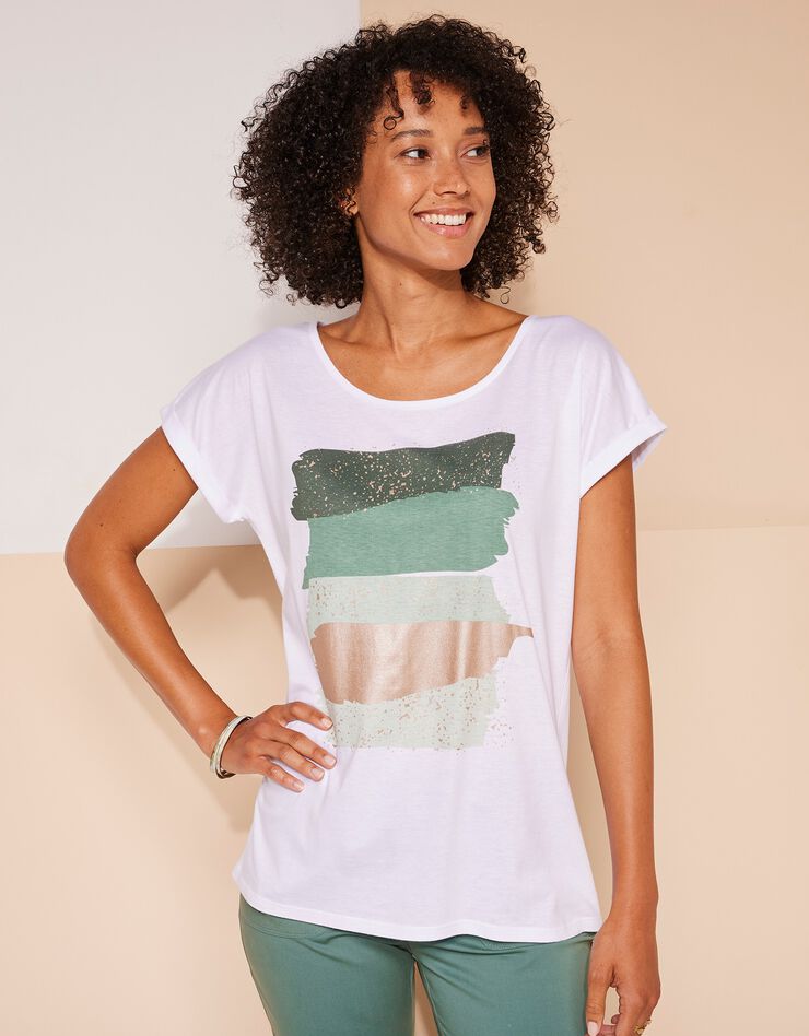Tee-shirt boite imprimé "arty", maille jersey (vert) Tee-shirt boite imprimé "arty", maille jersey (vert)