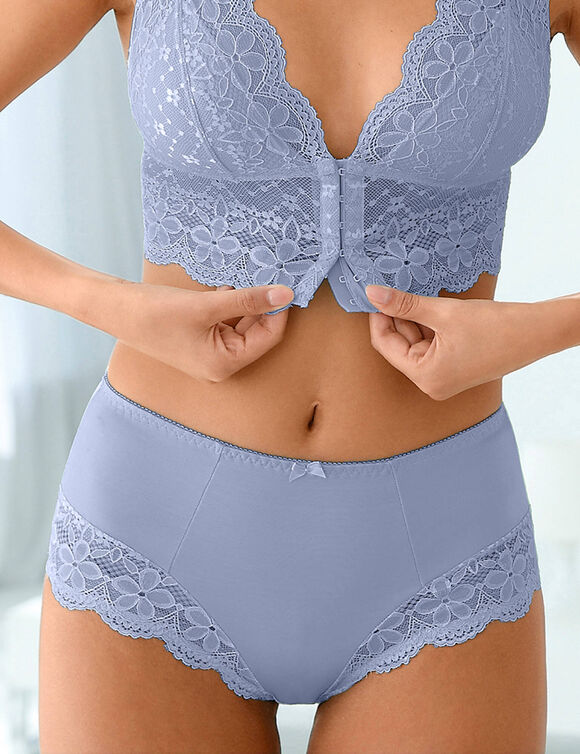 Gainette maille satinée et dentelle (bleu grisé)