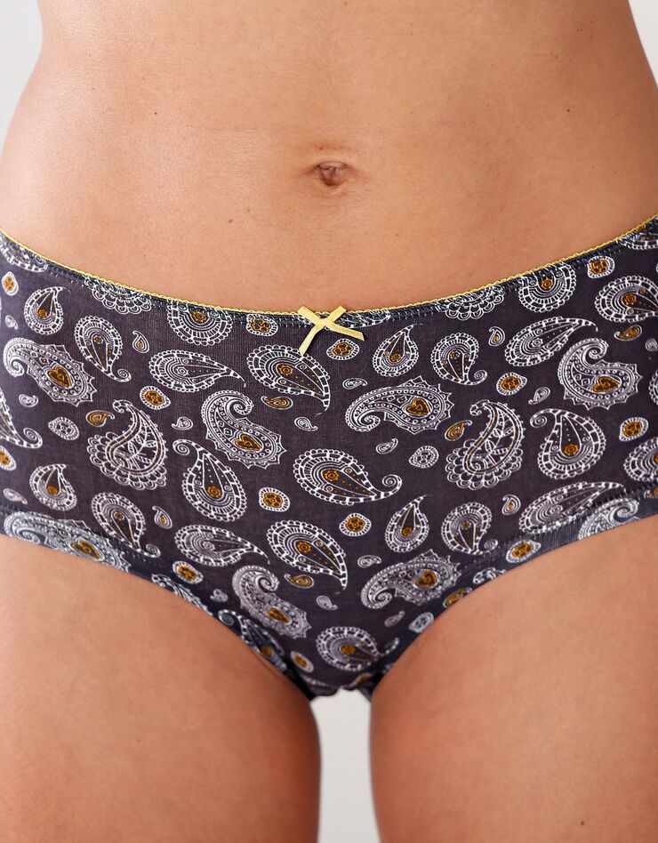 Shorty coton imprimé "cachemire" - lot de 4 (curry / gris) Shorty coton imprimé "cachemire" - lot de 4 (curry / gris)