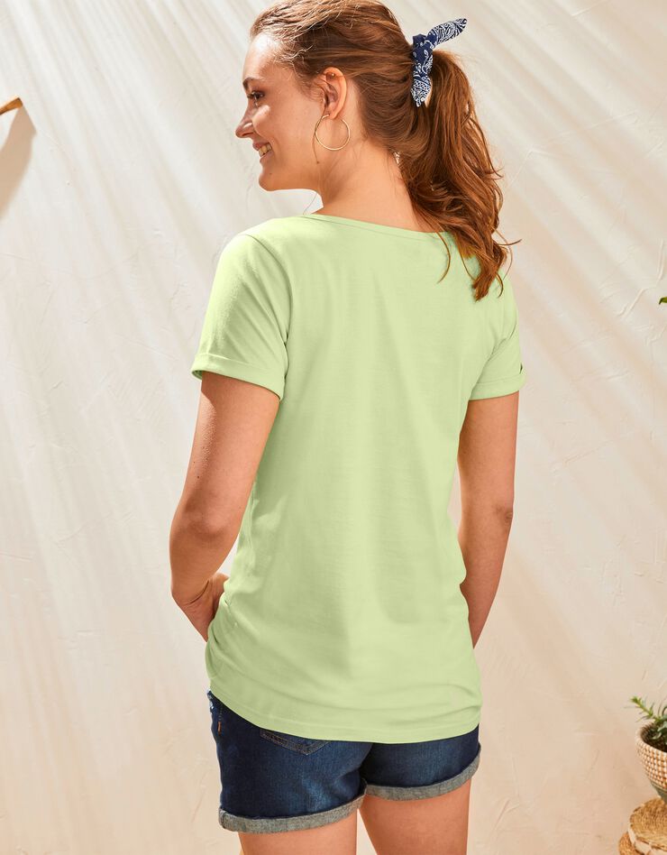 Tee-shirt col tunisien uni coton bio (anis) Tee-shirt col tunisien uni coton bio (anis)