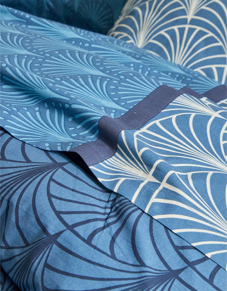 Linge de lit Eddy en coton à motifs graphiques (marine)