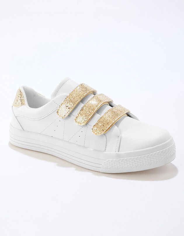 Tennis scratchées effet croco femme - blanc/doré (blanc / doré)