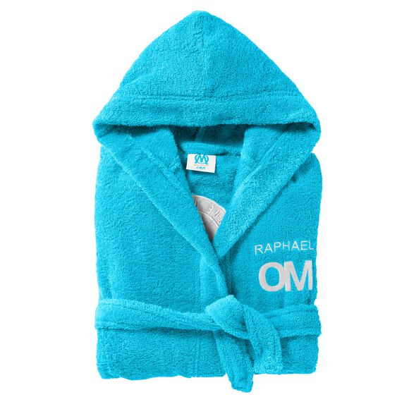 Peignoir enfant OM&reg; personnalisable (bleu)
