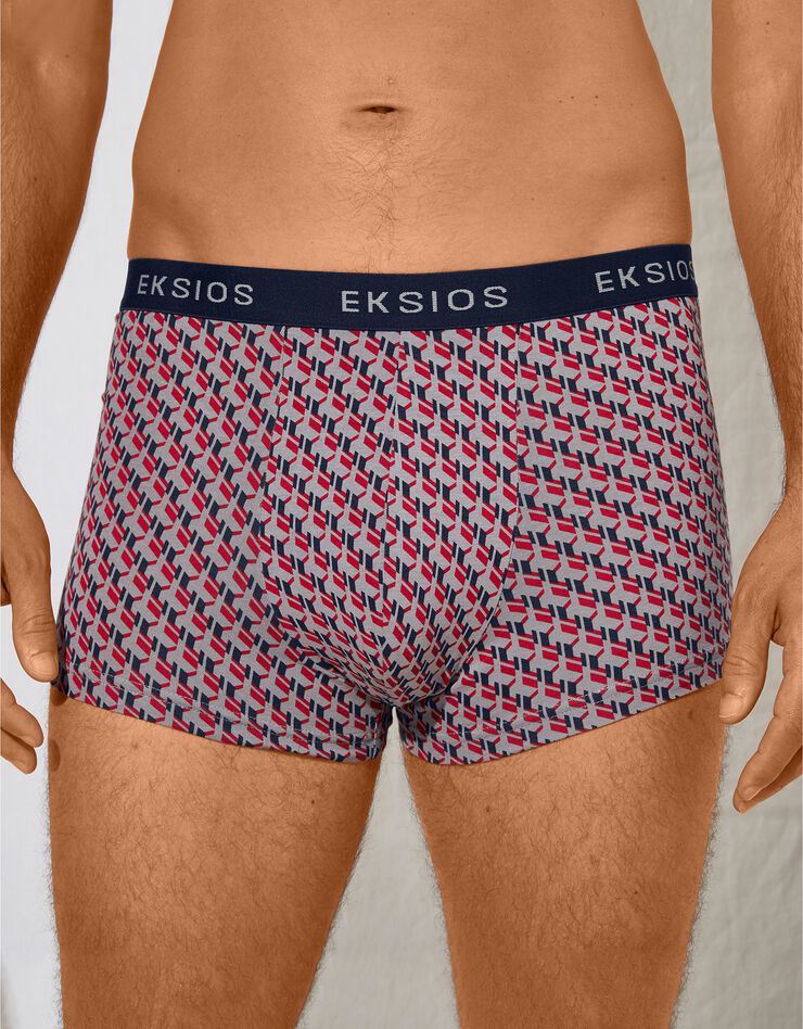 Boxer fermé imprimé micromotifs - lot de 3 (rouge / gris) Boxer fermé imprimé micromotifs - lot de 3 (rouge / gris)