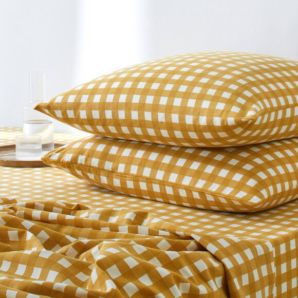 Linge de lit Lou en flanelle imprim&eacute;e (miel)