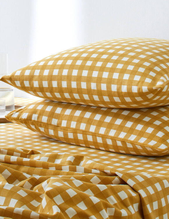 Linge de lit Lou en flanelle imprim&eacute;e (miel)
