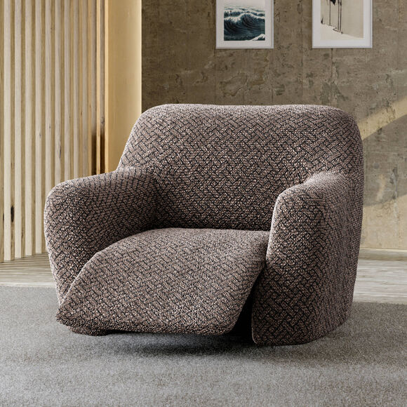 Housse bi-extensible microfibre gaufrée graphique spéciale relax (chocolat)