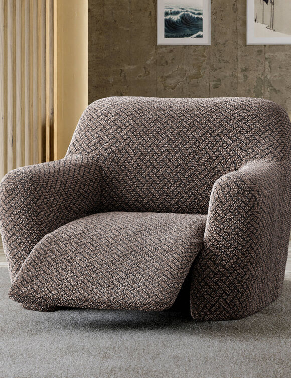 Housse bi-extensible microfibre gaufrée graphique spéciale relax (chocolat)