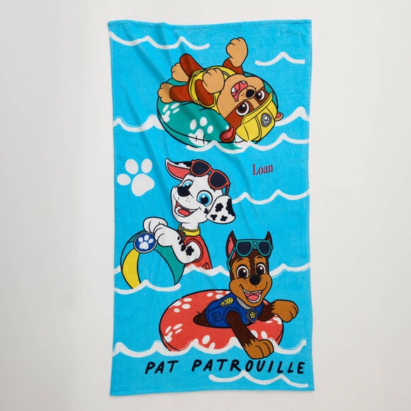 Drap de bain enfant Pat'Patrouille&reg; &agrave; personnaliser, &eacute;ponge et velours coton - 320g/m2, &agrave; personnalliser (bleu)