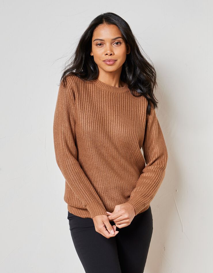 Pull col rond maille anglaise (noisette) Pull col rond maille anglaise (noisette)
