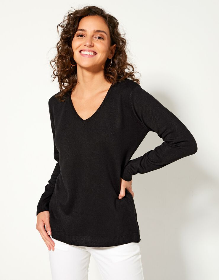 Pull col V toucher cachemire (noir) Pull col V toucher cachemire (noir)