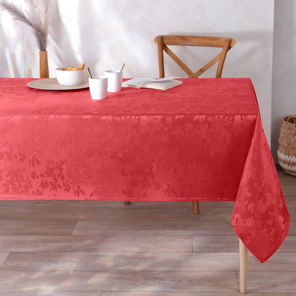 Nappe damassée feuillages Colombine® (rouge)