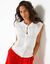 Gilet boutonn&eacute; sans manches, maille ajour&eacute;e (blanc cass&eacute;)