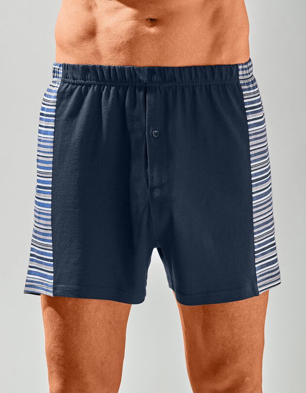Caleçon imprimé bandes côtés - lot de 3 (marine / gris / bleu)