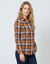 Chemise flanelle &agrave; carreaux (miel / bleu)