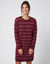 Robe pull ray&eacute;e (bordeaux / rose)
