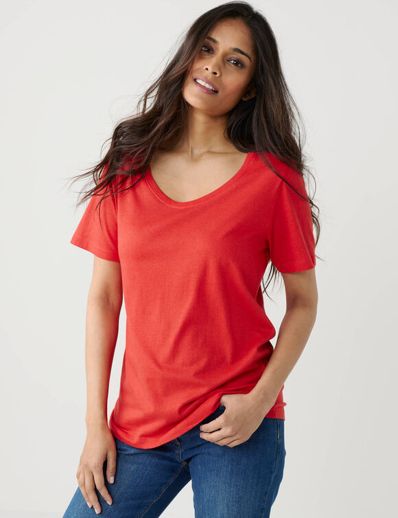 T-shirt col rond manches courtes (rouge)