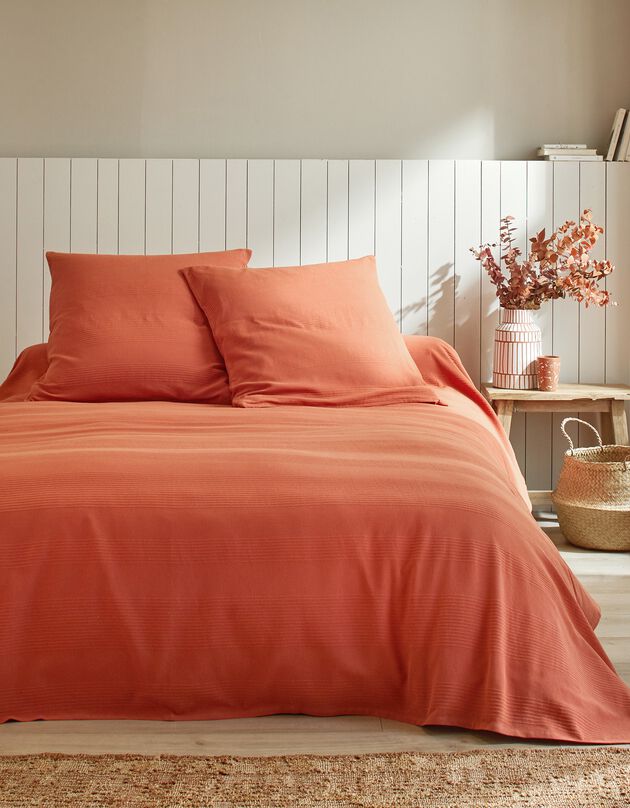 Jeté de lit uni tissé coton (terracotta)
