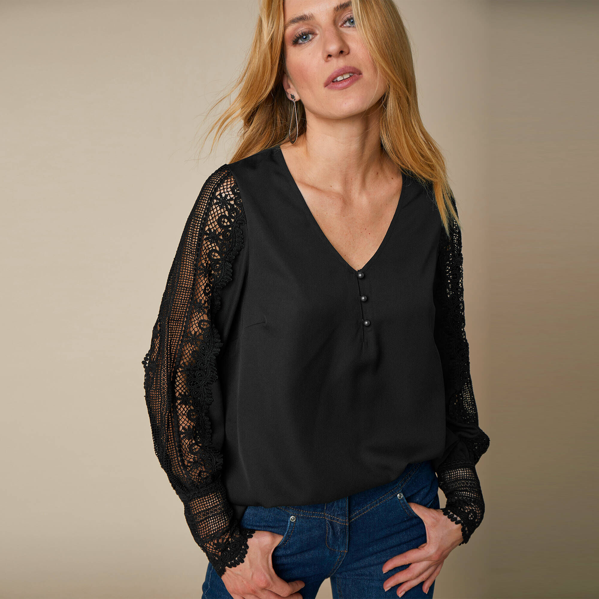Robe Halston Heritage En Crêpe épicéa - Taille 2, Col V, Manches Longues, Courte, Neuve Avec étiquette