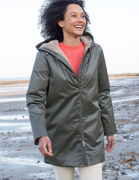 Parka imperm&eacute;able fourr&eacute;e, mi-longue (bronze)