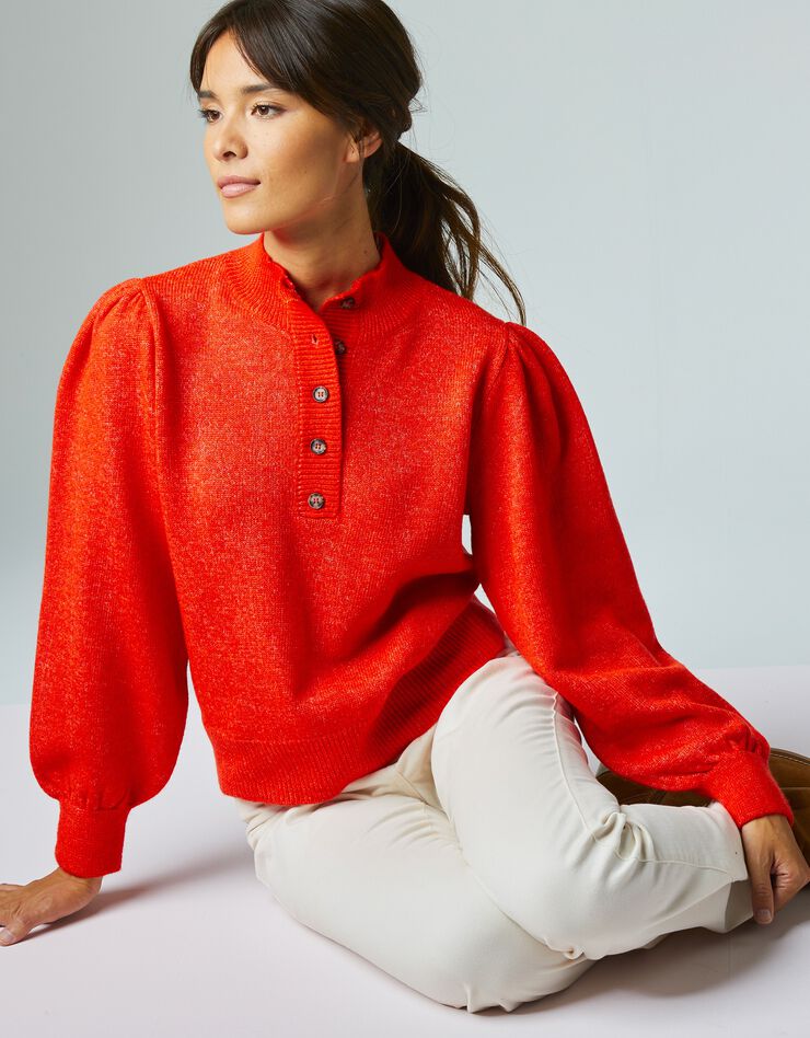 Pull jersey manches longues bouffantes (orange) Pull jersey manches longues bouffantes (orange)