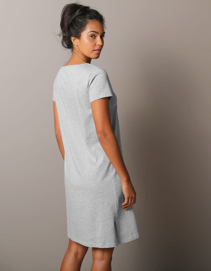 Chemise de nuit courte manches courtes imprimé "mouton" (gris chiné) Chemise de nuit courte manches courtes imprimé "mouton" (gris chiné)