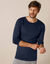 Tee-shirt sous-vêtement homme col rond manches longues chaleur douce - lot de 2 (marine)