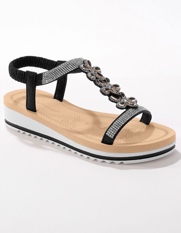 Sandales-bijou compensées - noir (noir)