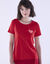 T-shirt manches courtes, imprimé placé coeurs dorés (rouge)