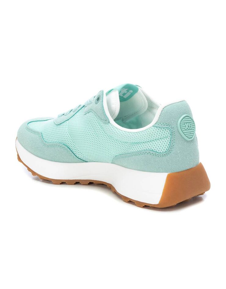 Baskets mode bi-matière à lacets (aqua)