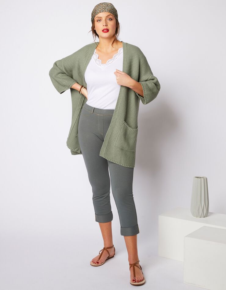 Jegging court maille effet denim - kaki (kaki) Jegging court maille effet denim - kaki (kaki)