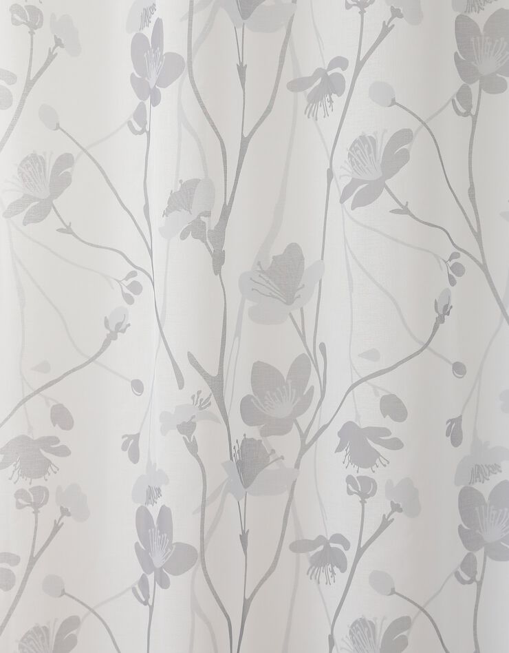 Rideau panneau voile imprimé fleurs finition oeillets (blanc / gris)