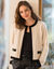 Cardigan bicolore esprit veste, en maille jersey (écru / noir)